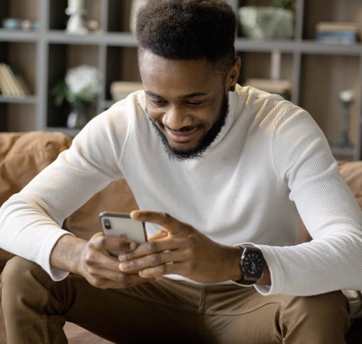 A man talking over a video call on the phone